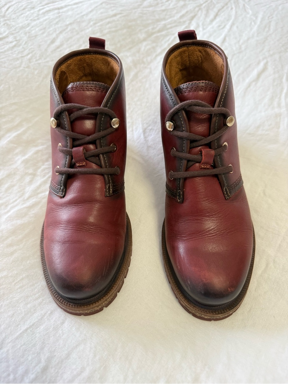 Pikolinos | Women's 40 (US 9) | Oxblood Leather Moto Boots Casual Lace Arcilla - Picture 2 of 10